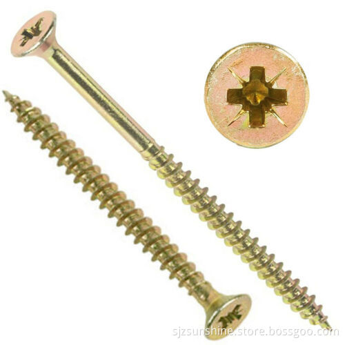 Yellow and White Zinc Plated M3-M6 DIN 7505 Countersunk Head Self-Tapping Screws for MDF and Fiberboard